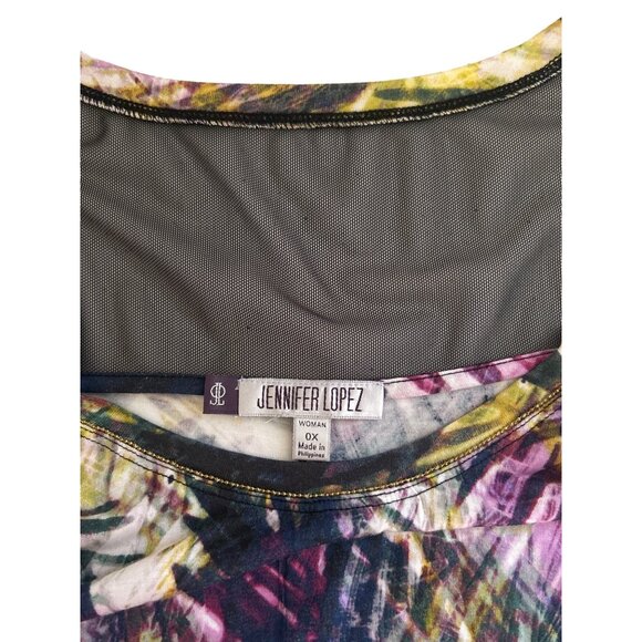 Jennifer Lopez Women's Multicolored Palm leaves Sleeveless Blouse OX - Picture 4 of 8